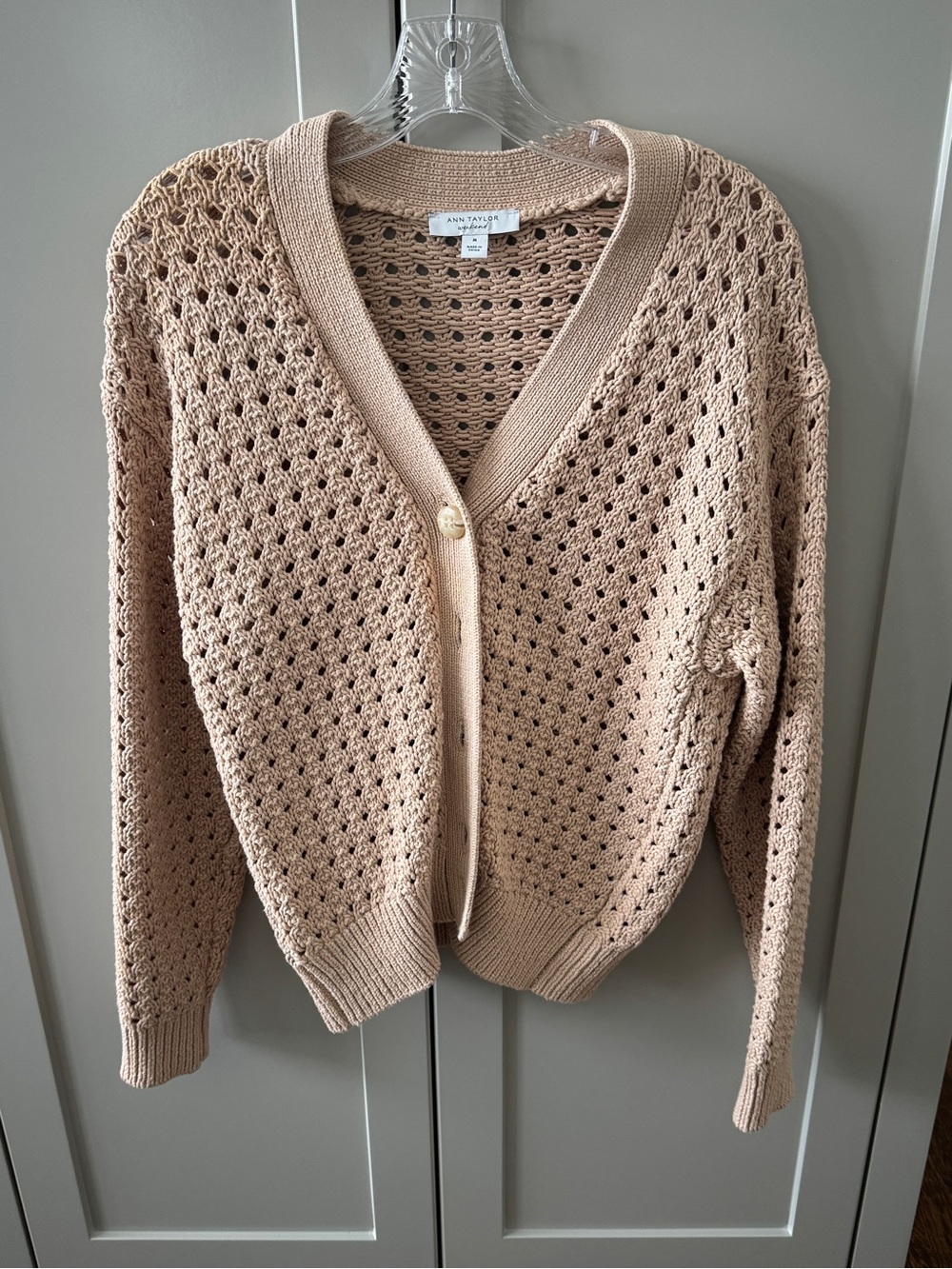 Ann Taylor Weekend Open Knit Cardigan Sweater Medium